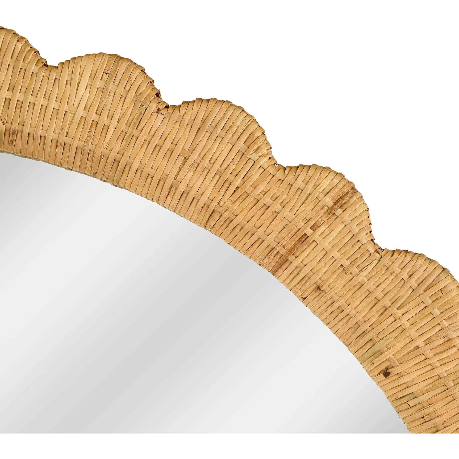 Bama Jumbo Rattan Arched Wall Mirror by TOV Furniture in natural. Made from glass, rattan in a unique style.