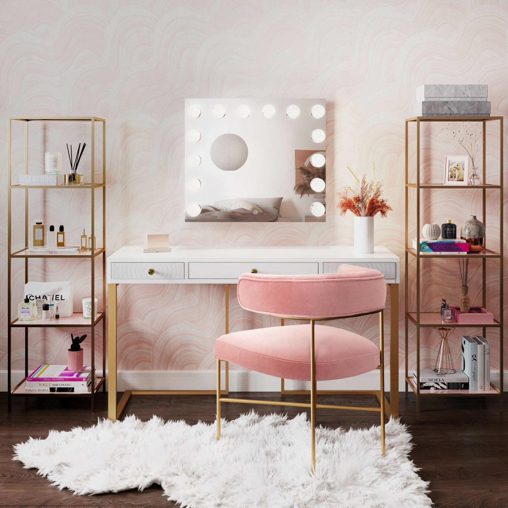 Lola Vanity by TOV Furniture in mirror,silver. Made from mirror in a transitional style.