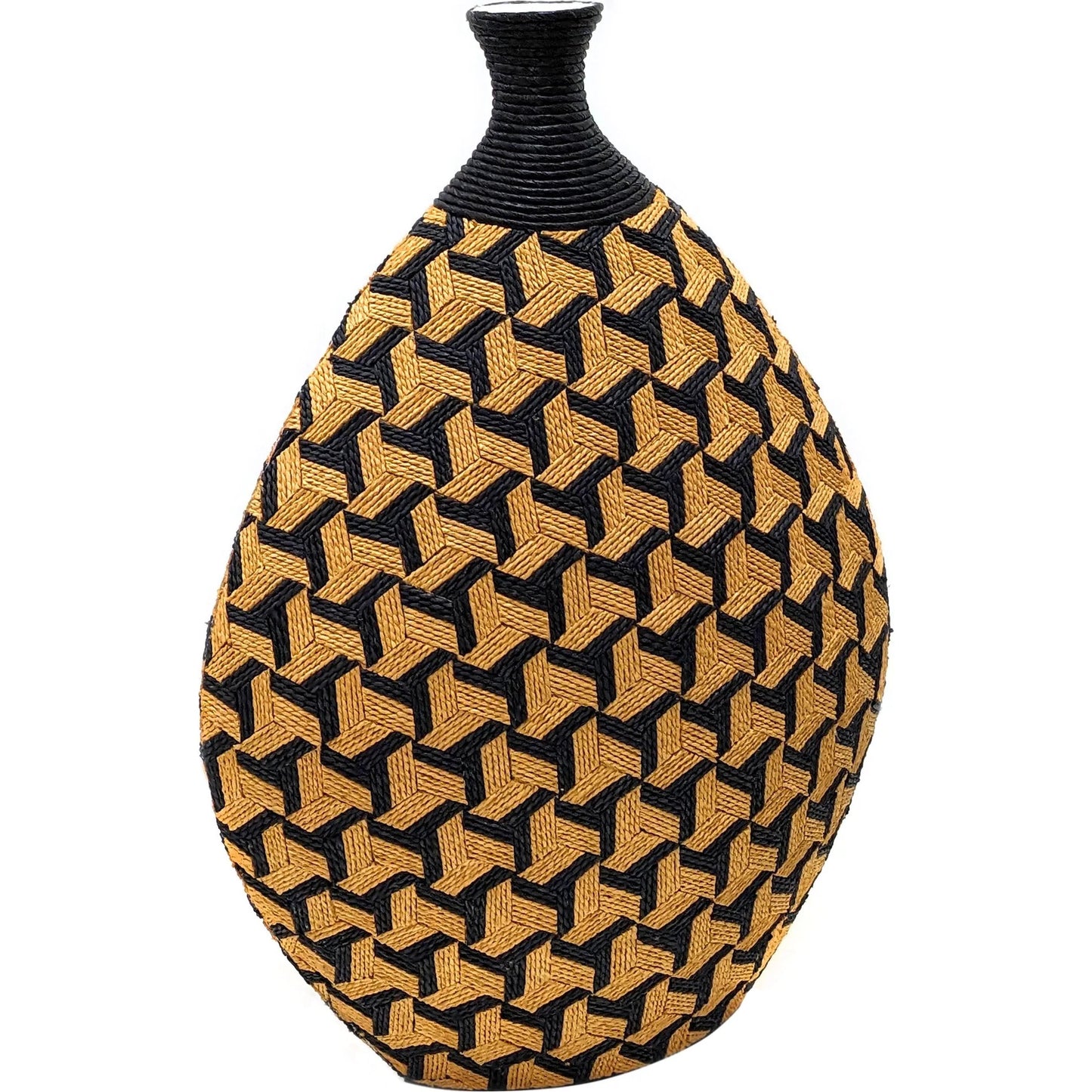 002 SI-2248285 | Additional Silo | Jahia Geometric Vase by TOV Furniture in black, natural. Made from cardboard, paper in a rustic style.