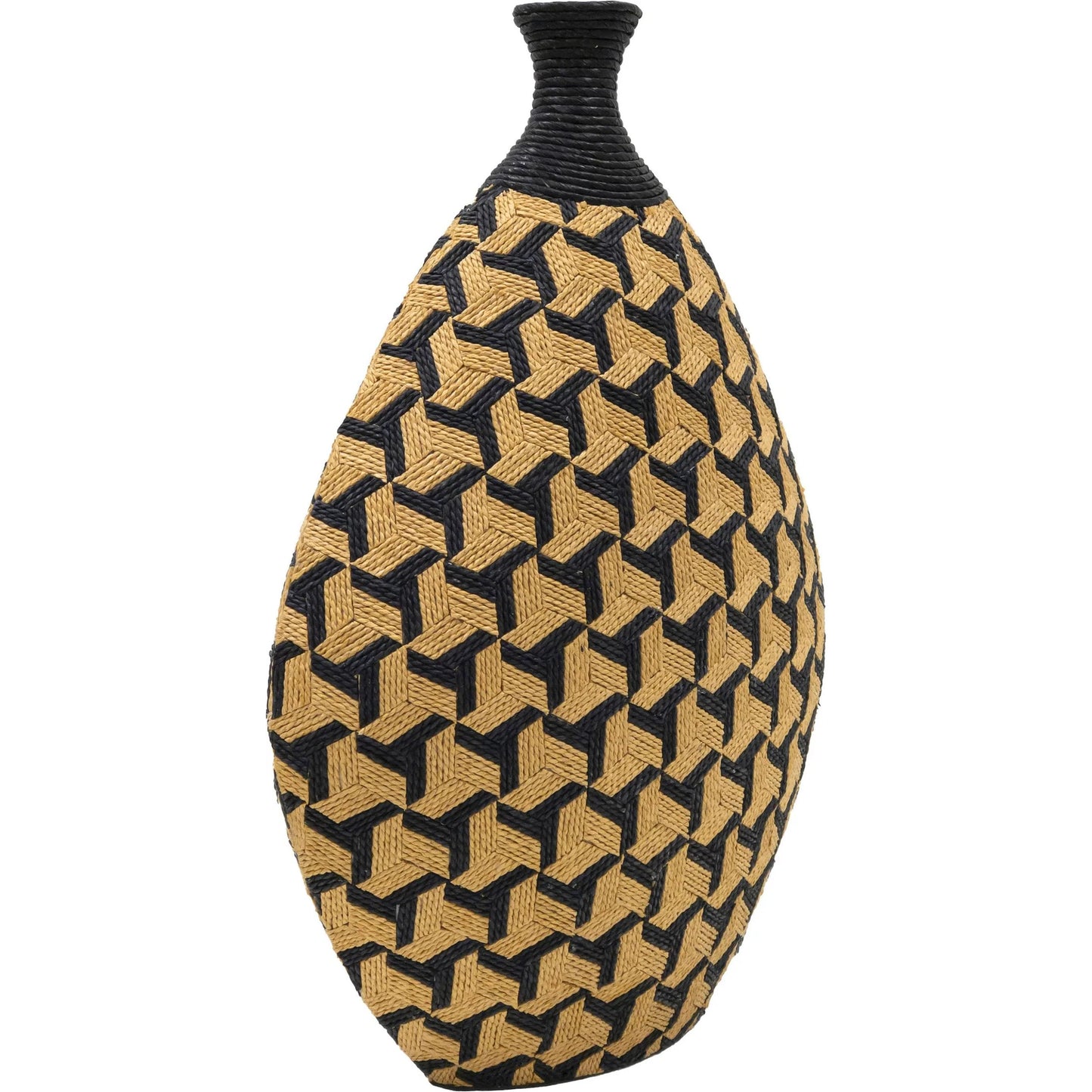 003 SI-2248285 | Additional Silo | Jahia Geometric Vase by TOV Furniture in black, natural. Made from cardboard, paper in a rustic style.