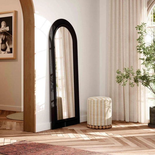 Tanya Rattan Floor Mirror by TOV Furniture. Made from glass, natural cane in a unique style.