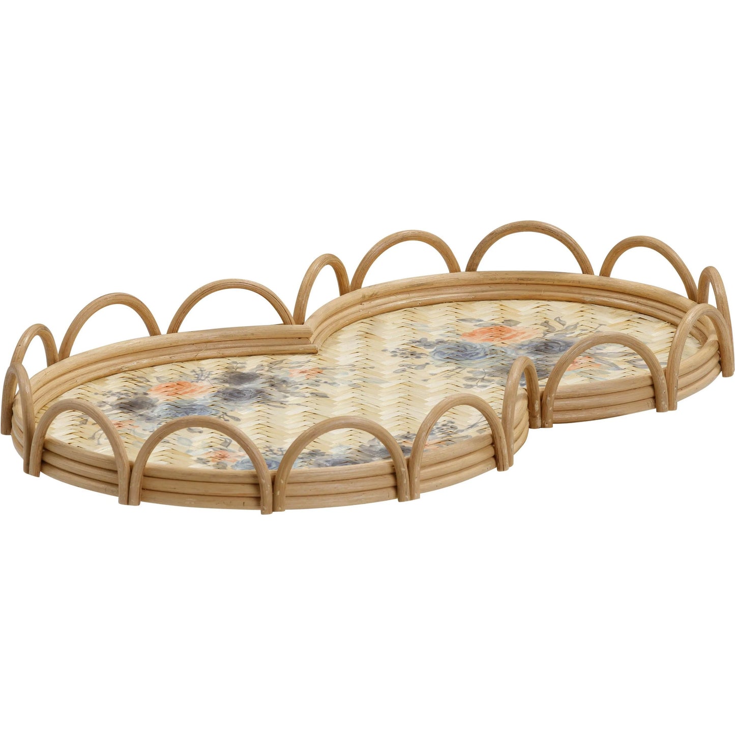 001 SI-2356280 | Primary Silo | Corey Figure Eight Bamboo Tray by TOV Furniture in multi, natural. Made from rattan in a rustic style.