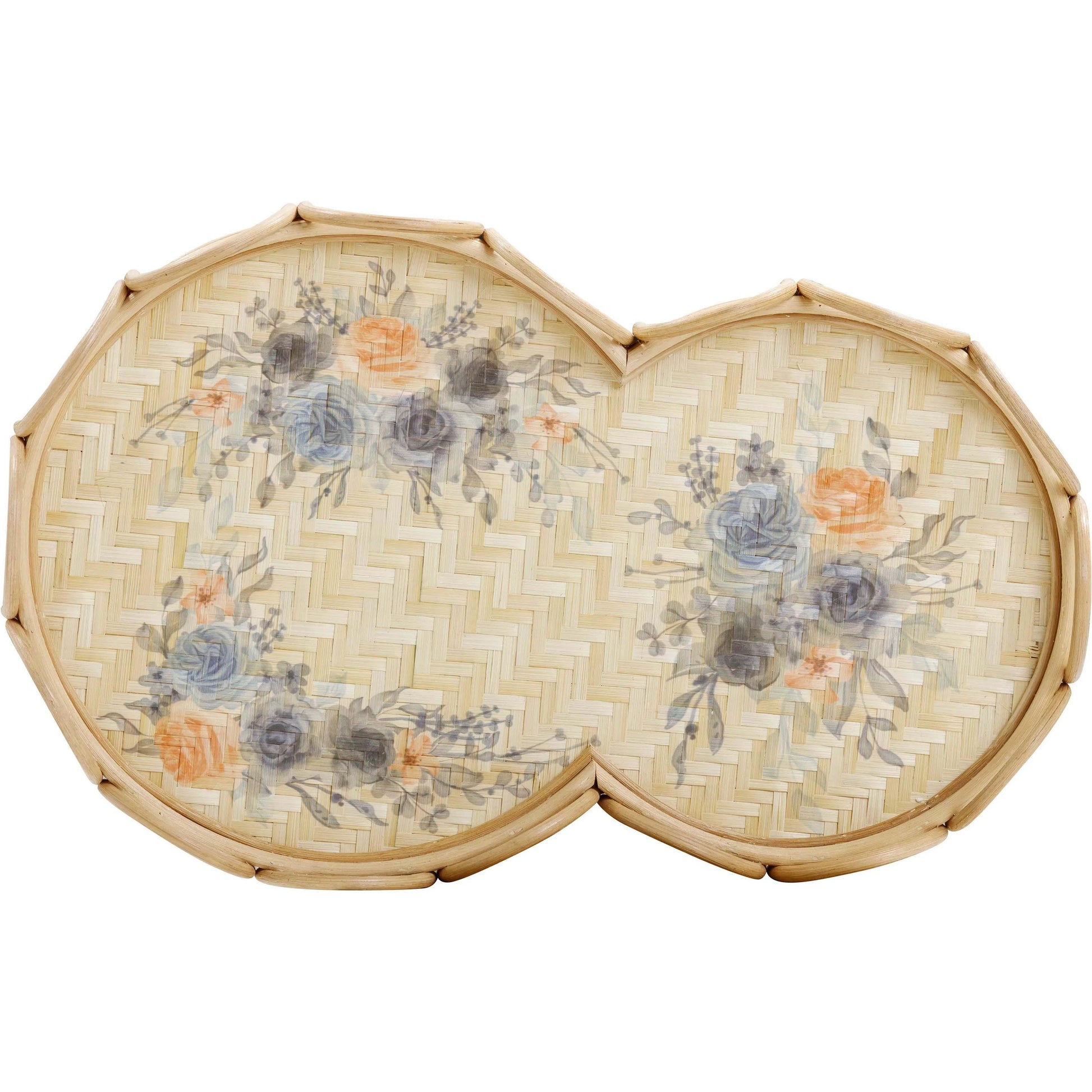 Corey Figure Eight Bamboo Tray by TOV Furniture in multi, natural. Made from rattan in a rustic style.