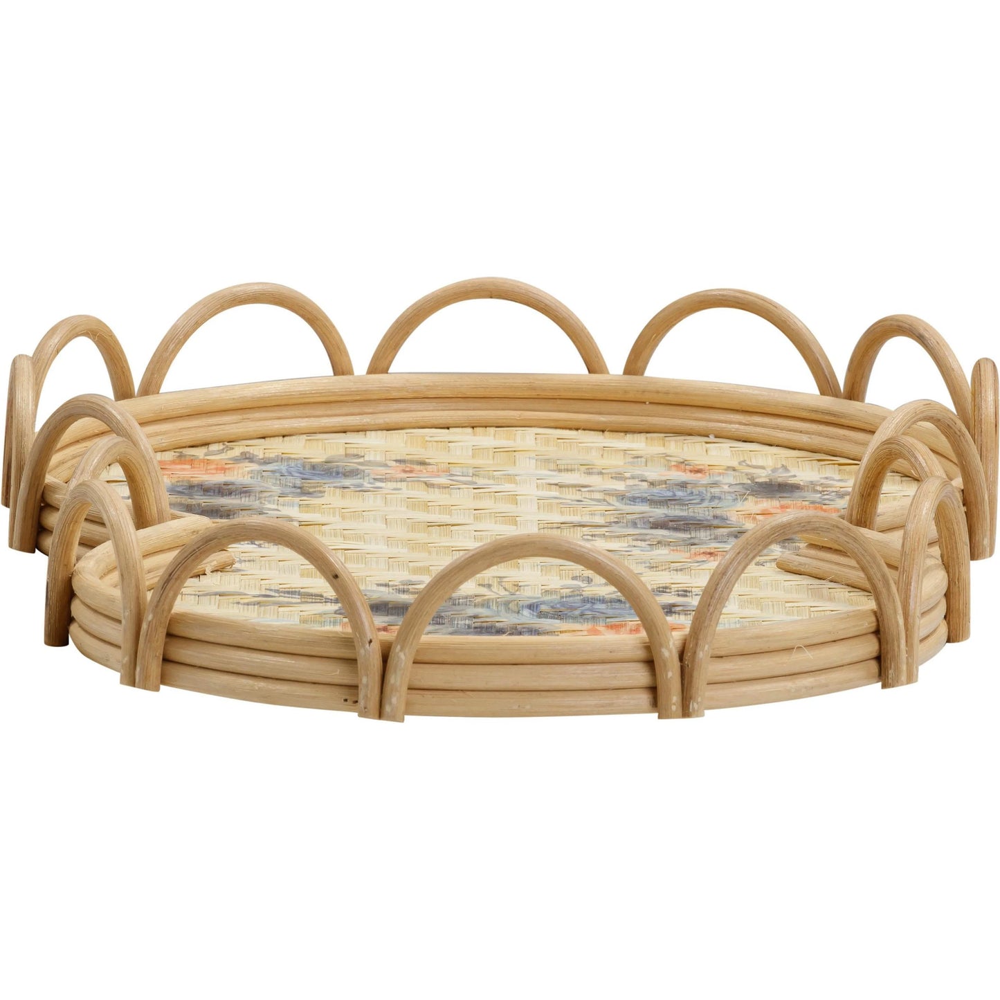 006 SI-2356280 | Additional Silo | Corey Figure Eight Bamboo Tray by TOV Furniture in multi, natural. Made from rattan in a rustic style.