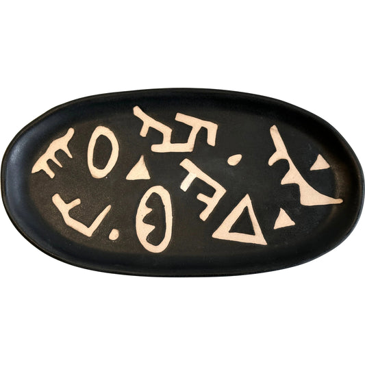 Runes Catchall Dish by TOV Furniture in black. Made from ceramic in a unique style.
