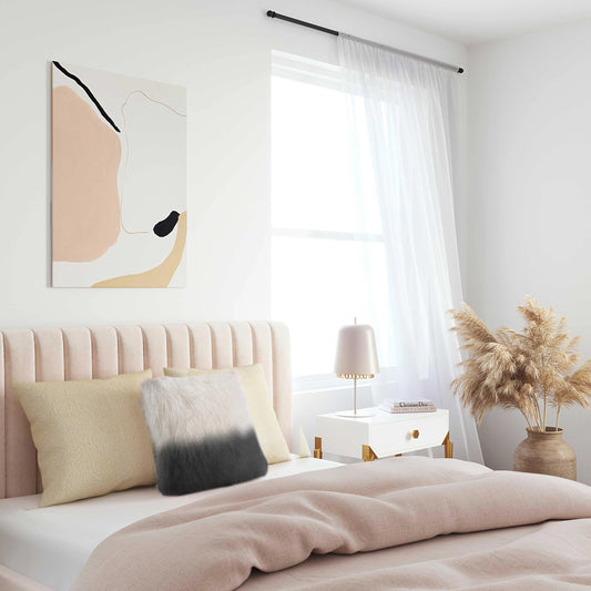Tibetan Sheep Pillow Gradient by TOV Furniture in white, black. Made from sheepskin in a modern style.