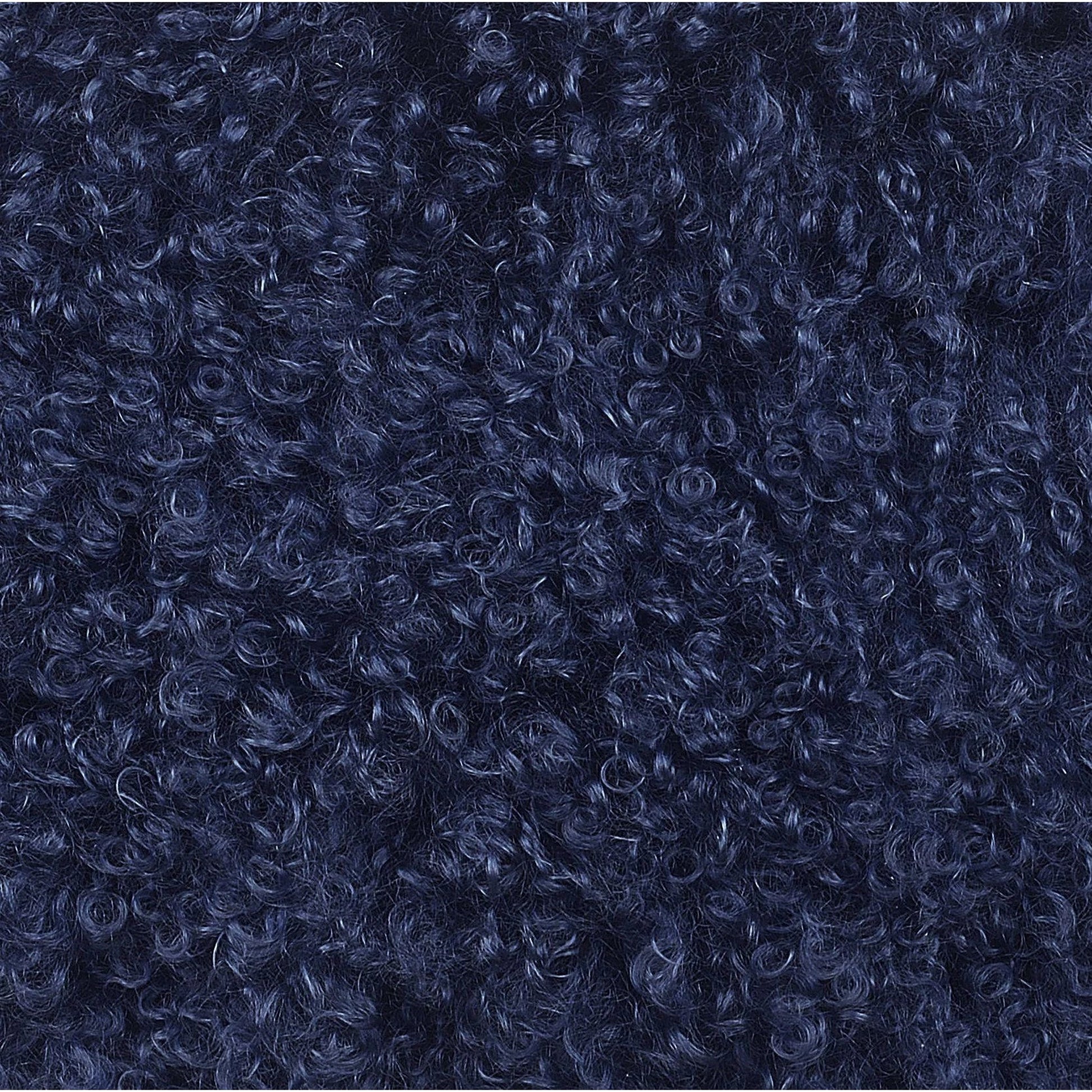 Tibetan Sheep Long Pillow by TOV Furniture in blue. Made from sheepskin in a modern style.