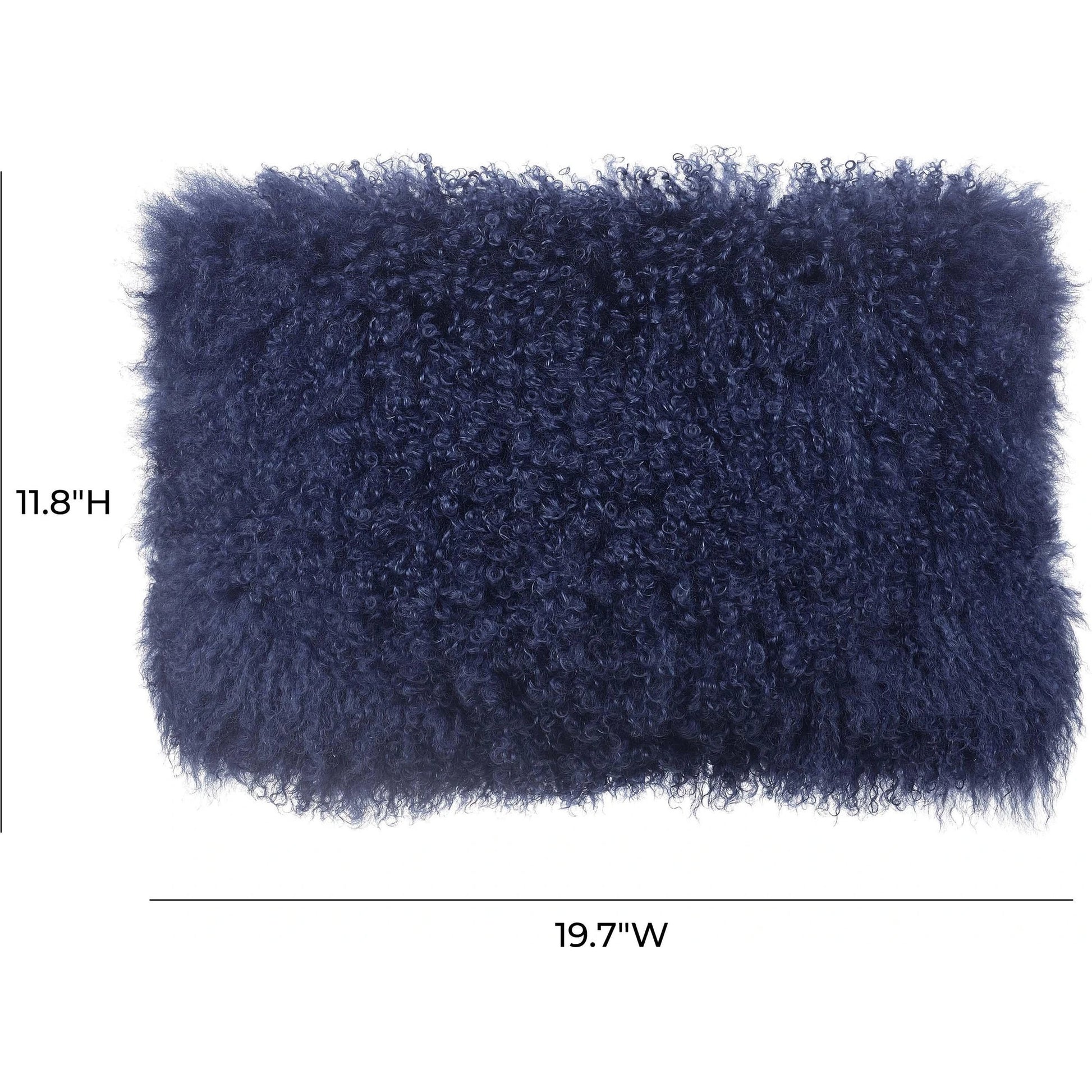 Tibetan Sheep Long Pillow by TOV Furniture in blue. Made from sheepskin in a modern style.