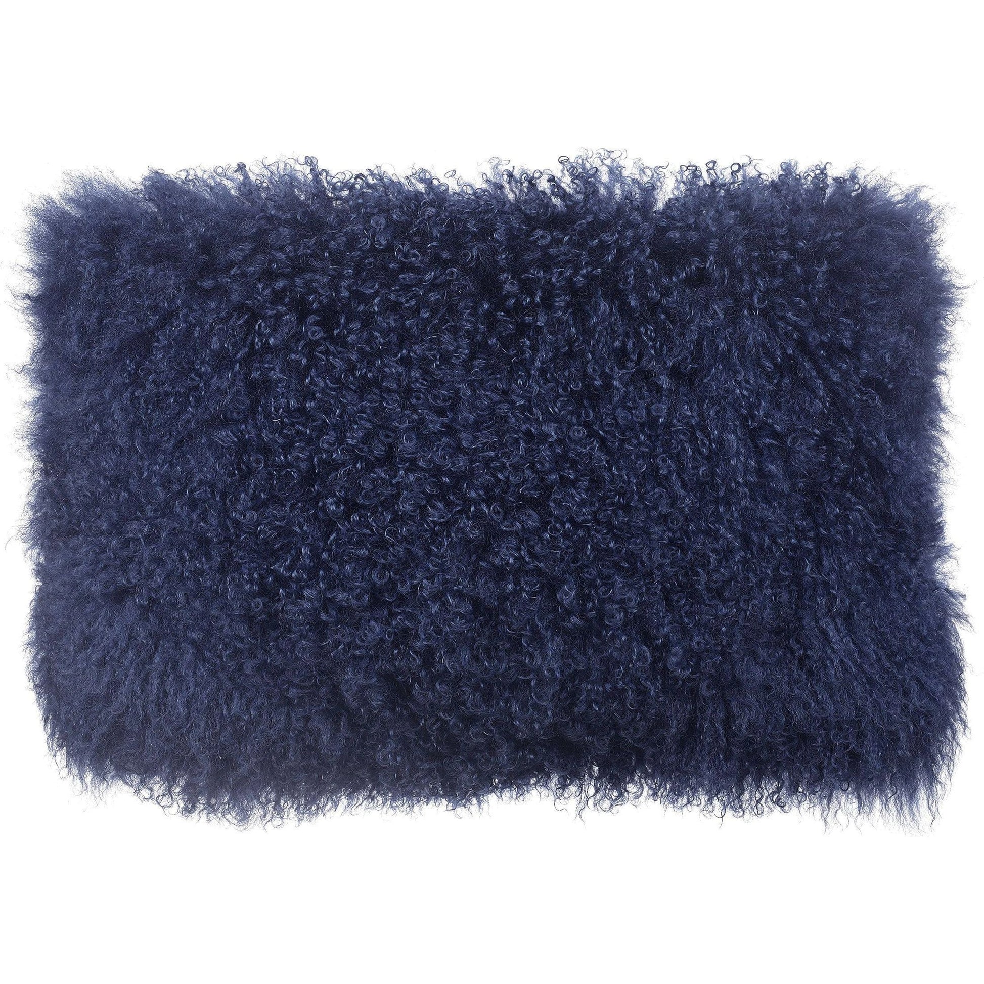 Tibetan Sheep Long Pillow by TOV Furniture in blue. Made from sheepskin in a modern style.