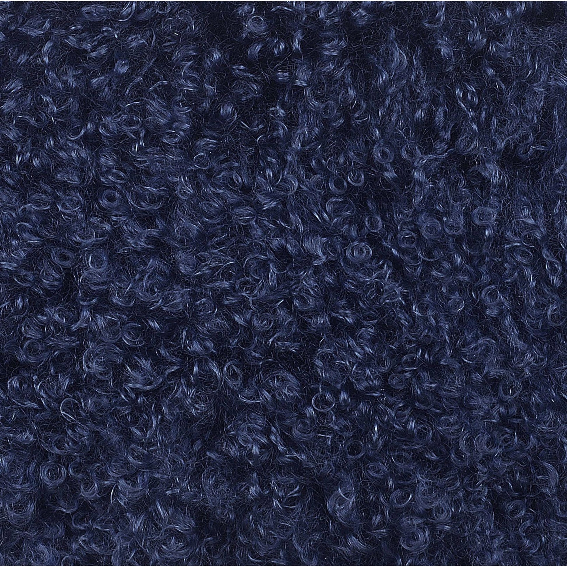 Tibetan Sheep Long Pillow by TOV Furniture in blue. Made from sheepskin in a modern style.