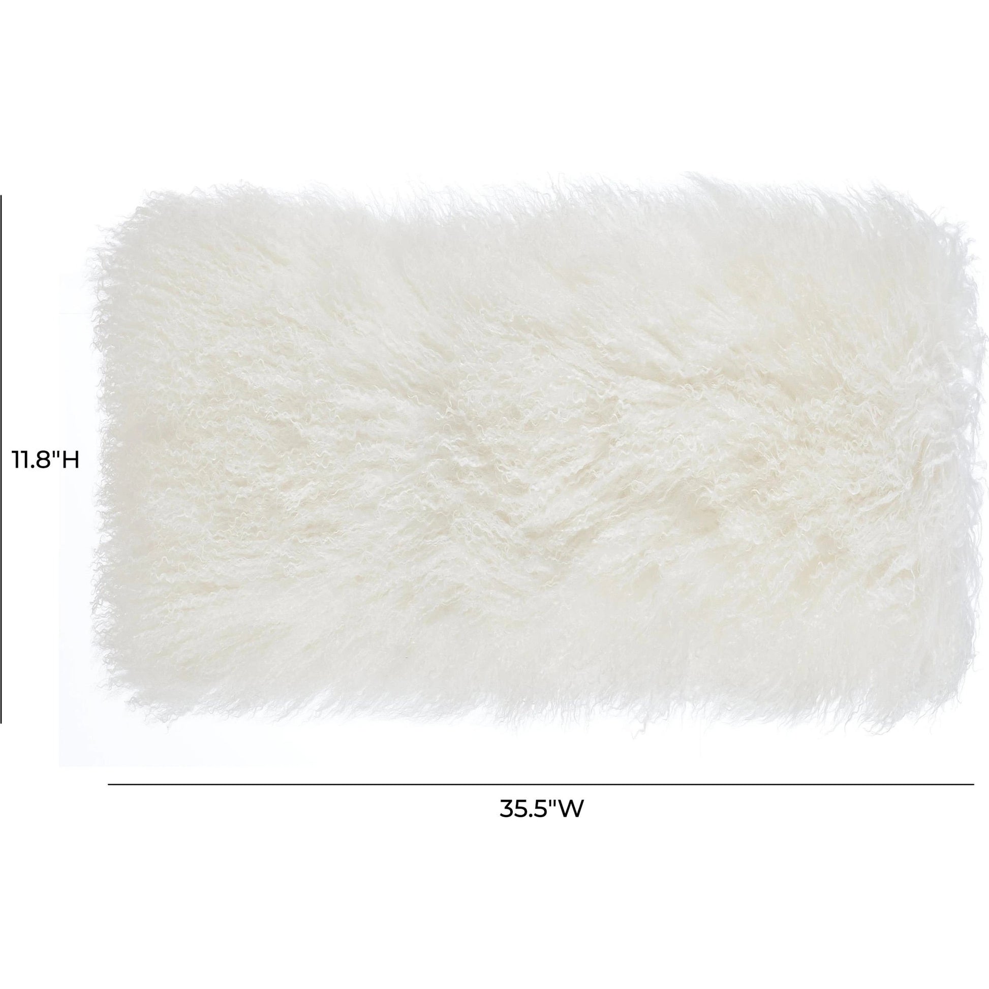 Tibetan Sheep Long Pillow by TOV Furniture in blue. Made from sheepskin in a modern style.