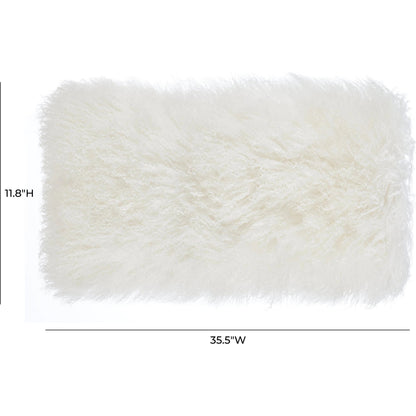 Tibetan Sheep Long Pillow by TOV Furniture in blue. Made from sheepskin in a modern style.