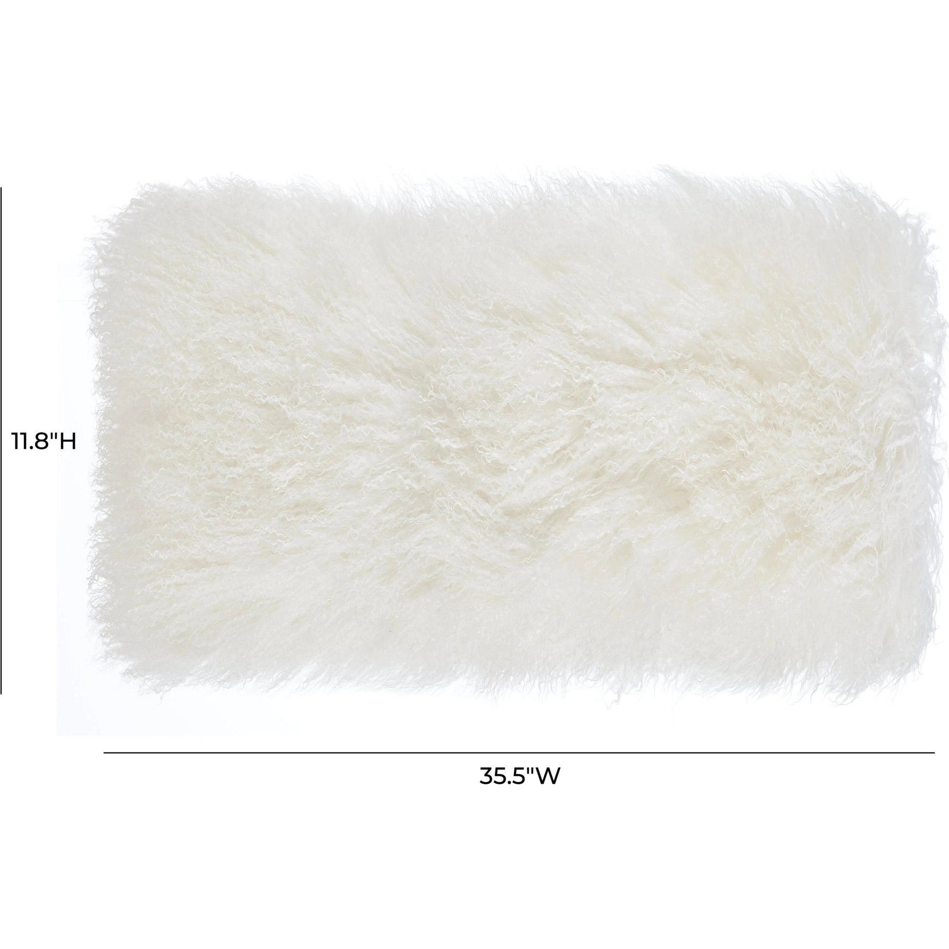 Tibetan Sheep Long Pillow by TOV Furniture in blue. Made from sheepskin in a modern style.