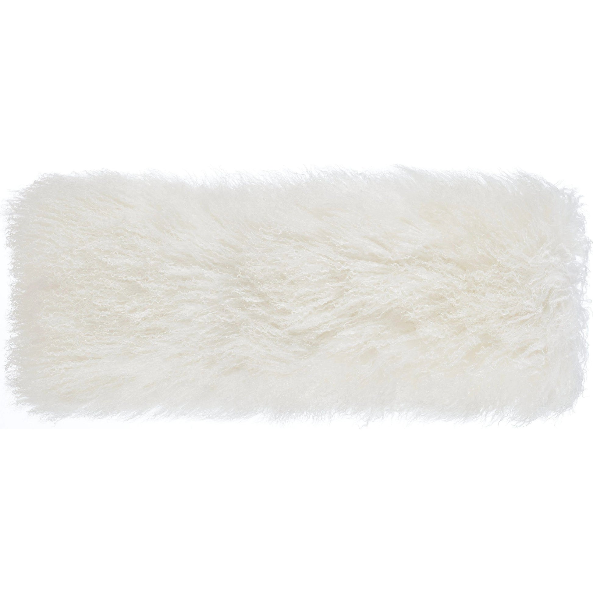 Tibetan Sheep Long Pillow by TOV Furniture in blue. Made from sheepskin in a modern style.