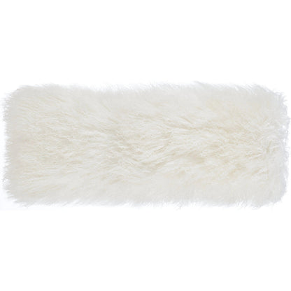 Tibetan Sheep Long Pillow by TOV Furniture in blue. Made from sheepskin in a modern style.