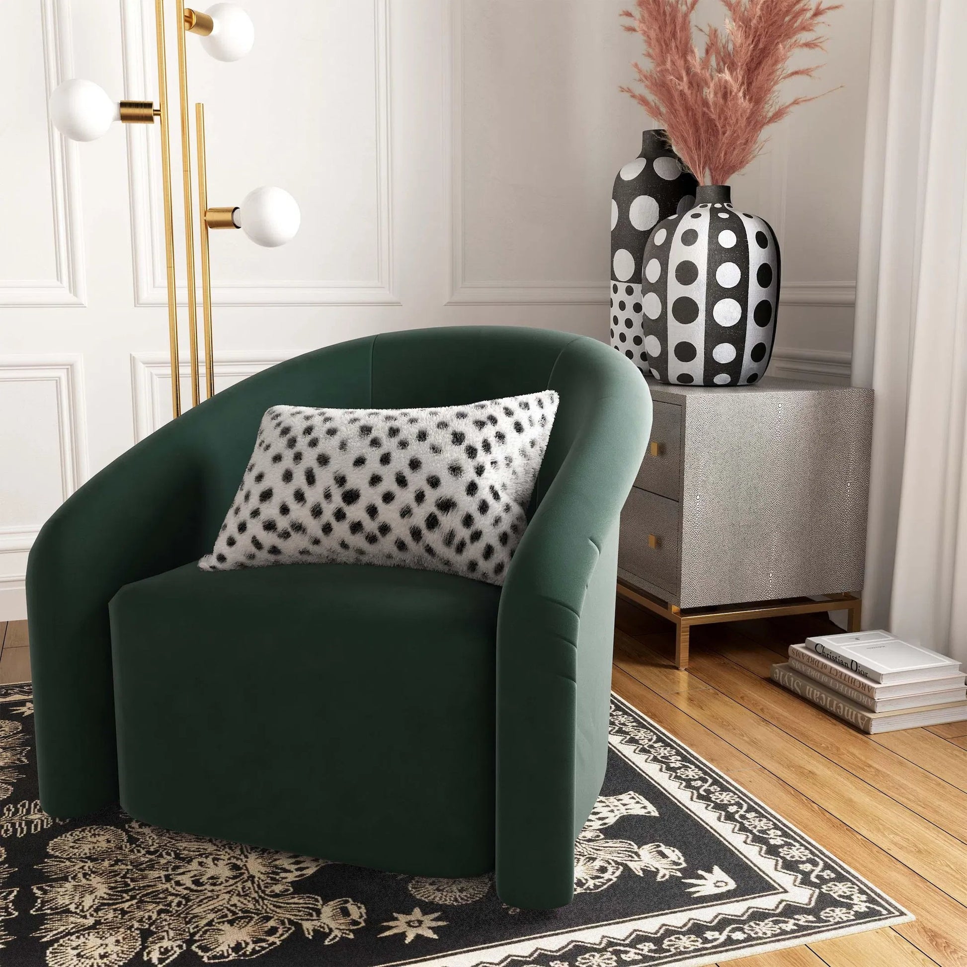 Goatskin Lumbar Pillow by TOV Furniture in white leopard. Made from goatskin in a eclectic & global style.