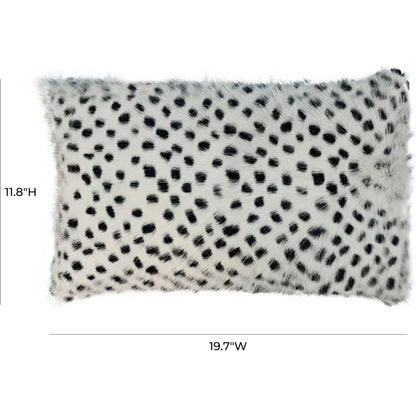 Goatskin Lumbar Pillow by TOV Furniture in white leopard. Made from goatskin in a eclectic & global style.