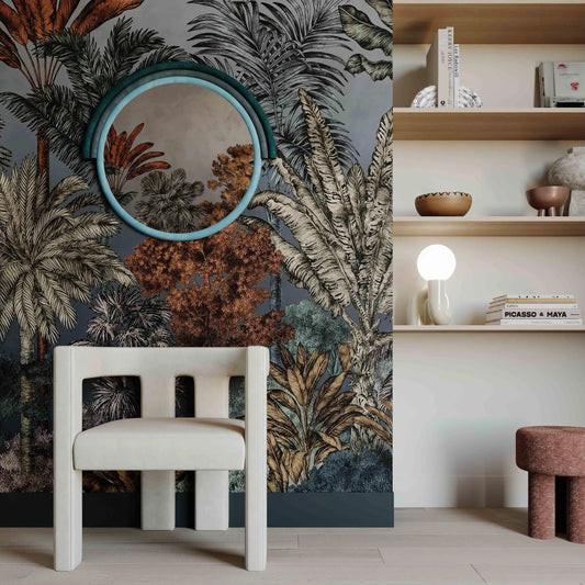 Lally Velvet Round Wall Mirror by TOV Furniture in aqua. Made from beech, glass, velvet in a unique style.