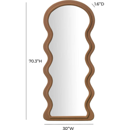Rhodes Velvet Floor Mirror by TOV Furniture in cinnamon. Made from glass, mdf, velvet in a transitional style.
