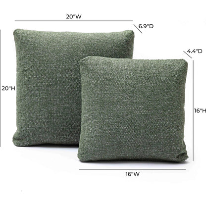 Malolo Basketweave Square Vegan-Down Pillow by TOV Furniture in green. Made from chenille in a transitional style.