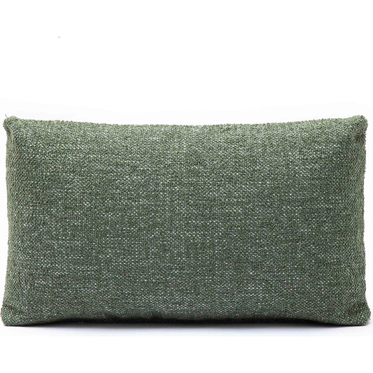 Malolo Basketweave Rectangular Vegan-Down Pillow by TOV Furniture in green. Made from chenille in a unique style.