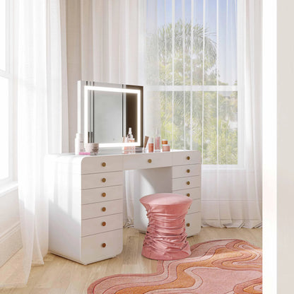 Lola LED Panel Vanity Mirror by TOV Furniture in mirror. Made from aluminum, glass, mdf in a transitional style.