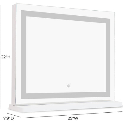 Lola LED Panel Vanity Mirror by TOV Furniture in mirror. Made from aluminum, glass, mdf in a transitional style.