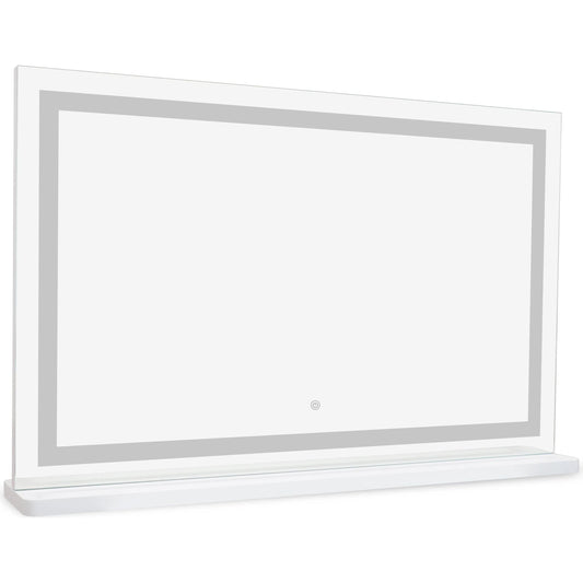 Lola LED Panel Vanity Mirror by TOV Furniture in mirror. Made from aluminum, glass, mdf in a unique style.