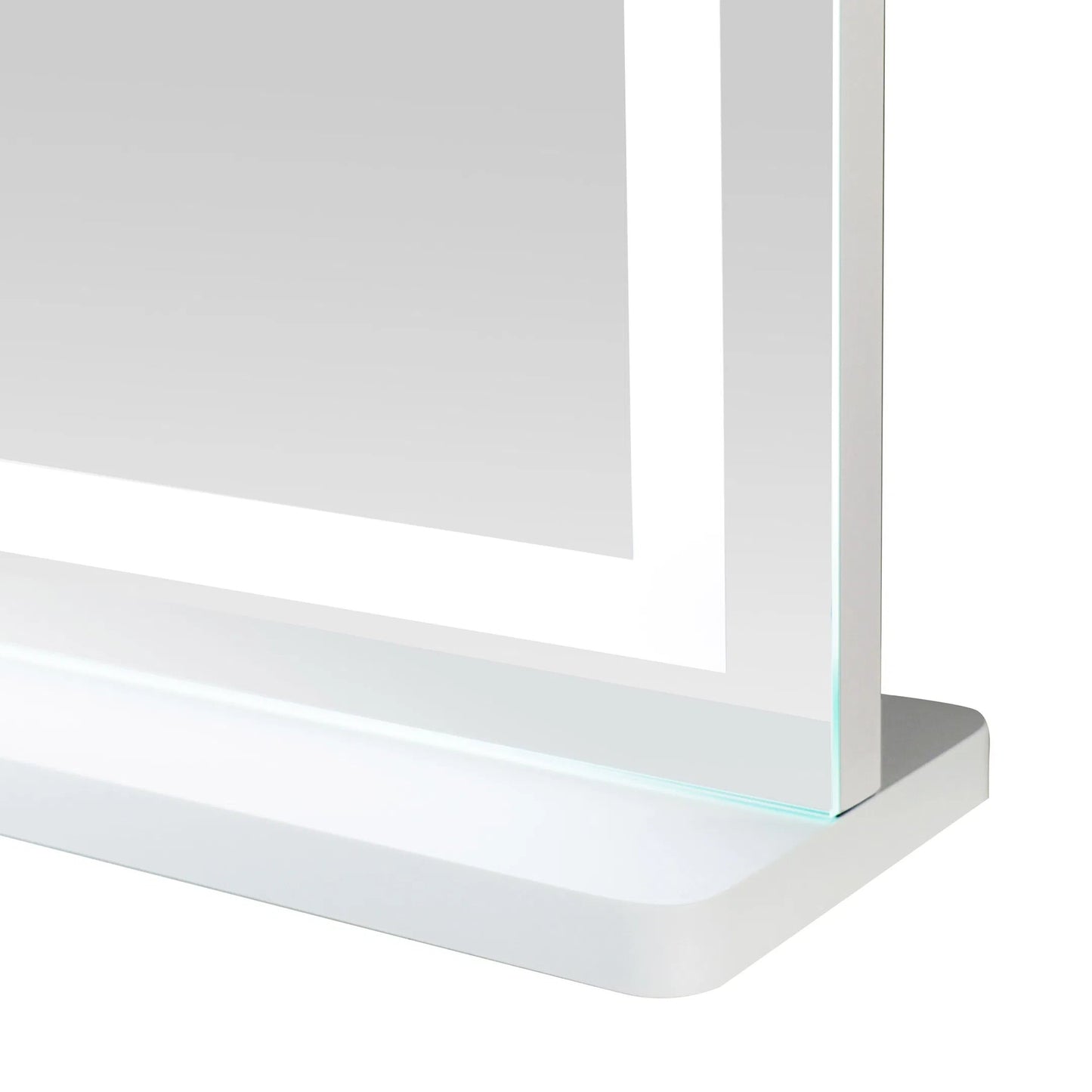 011 SI-2439938 | Closeup | Lola LED Panel Vanity Mirror by TOV Furniture in mirror. Made from aluminum, glass, mdf in a transitional style.