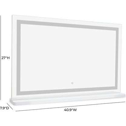 Lola LED Panel Vanity Mirror by TOV Furniture in mirror. Made from aluminum, glass, mdf in a transitional style.
