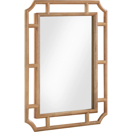 Cienna Wall Mirror by TOV Furniture in natural. Made from glass, rattan in a rustic style.