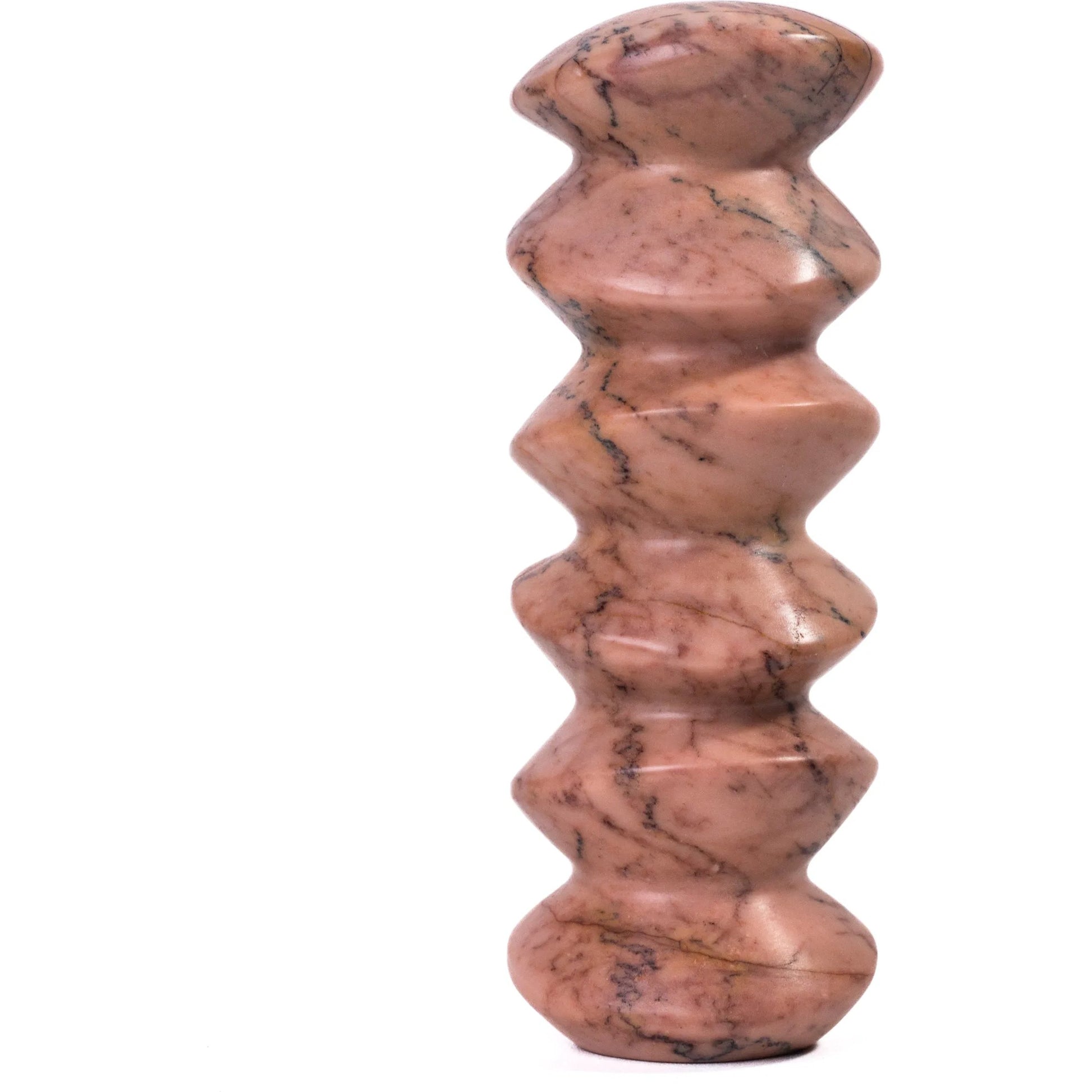 Pink Cairn Tall Decorative Object by TOV Furniture in sunset. Made from marble in a unique style.