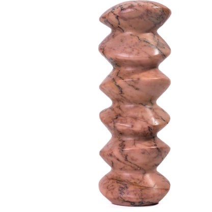 Pink Cairn Tall Decorative Object by TOV Furniture in sunset. Made from marble in a unique style.