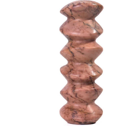 Pink Cairn Tall Decorative Object by TOV Furniture in sunset. Made from marble in a unique style.