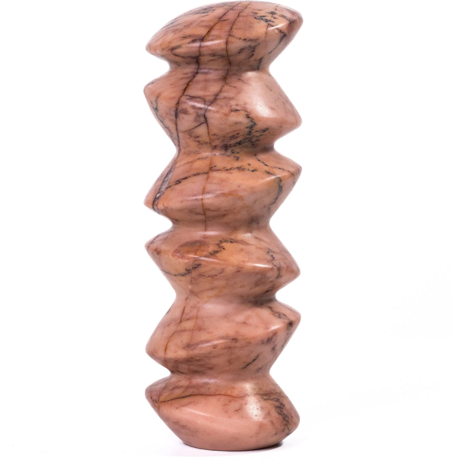 Pink Cairn Tall Decorative Object by TOV Furniture in sunset. Made from marble in a unique style.