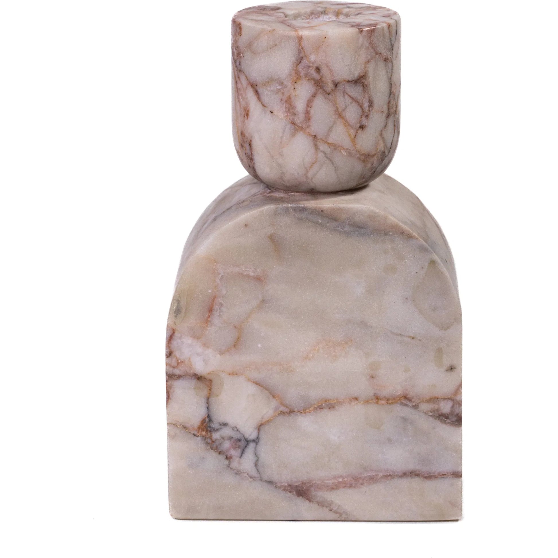 White Brown Foundation Candle Holder by TOV Furniture in natural marble. Made from marble in a unique style.