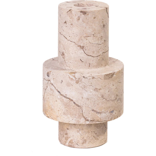 001 SI-2532681 | Primary Silo | Natural Turned Candle Holder by TOV Furniture in travertine. Made from travertine in a unique style.