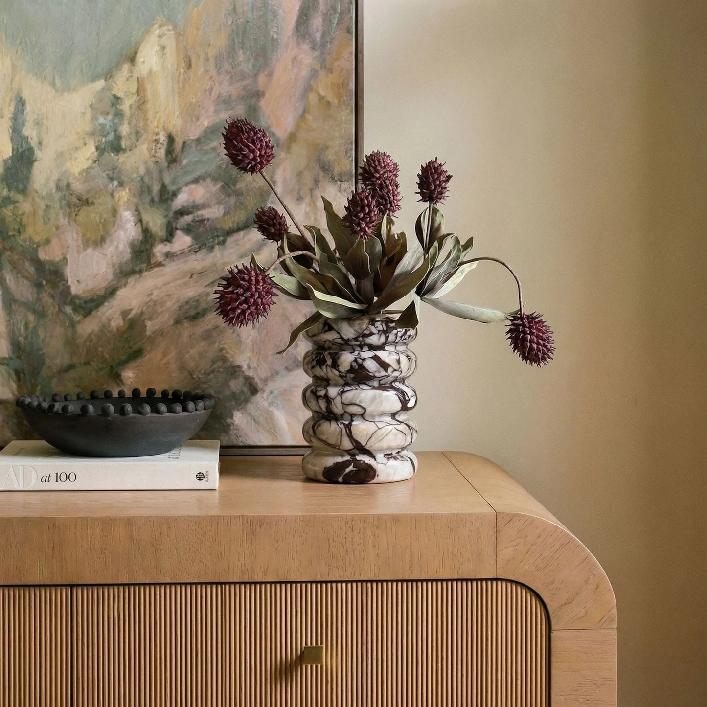 003 SI-2535621 | Lifestyle | Layered Decorative Vase by TOV Furniture. Made from marble in a unique style.