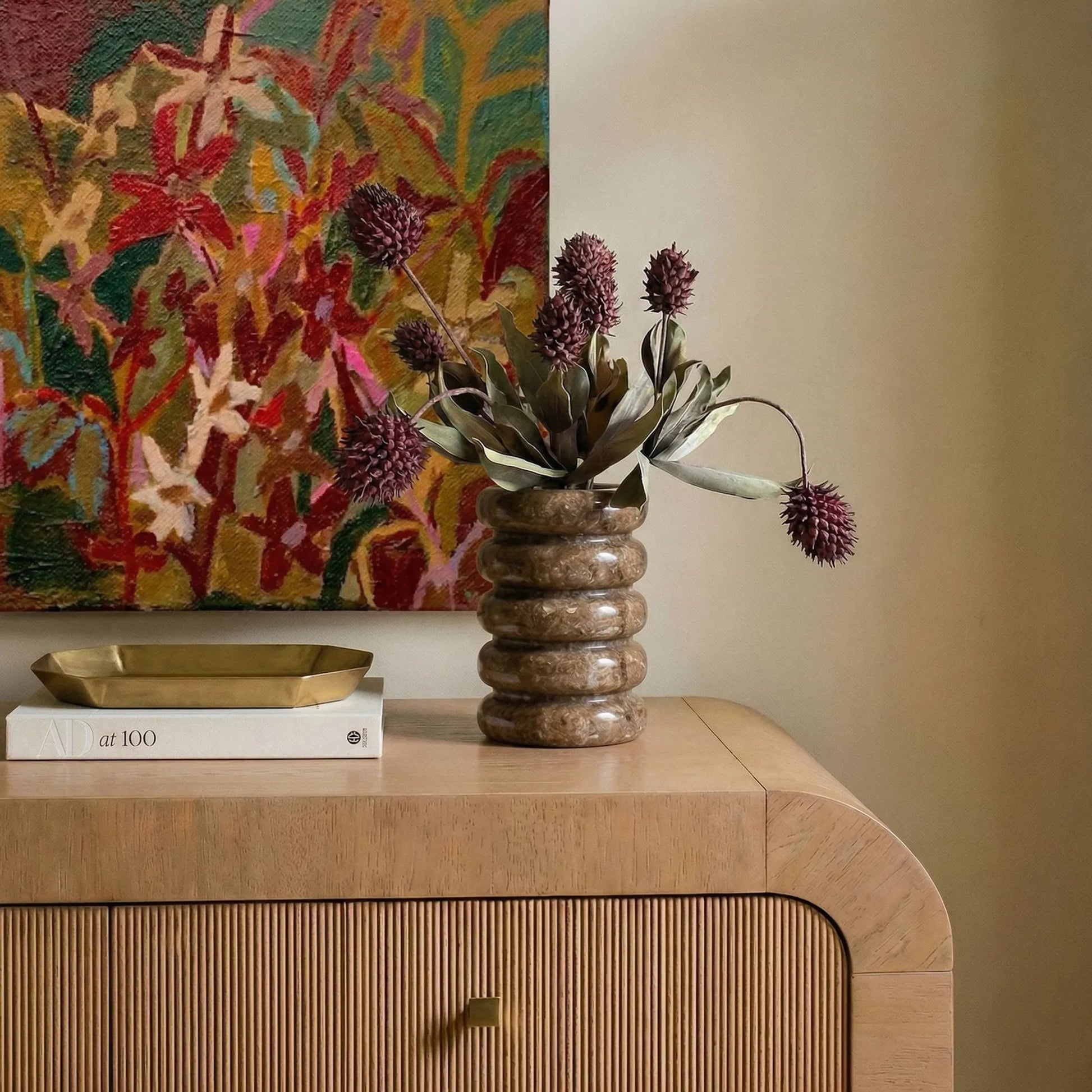 Layered Decorative Vase by TOV Furniture. Made from marble in a unique style.