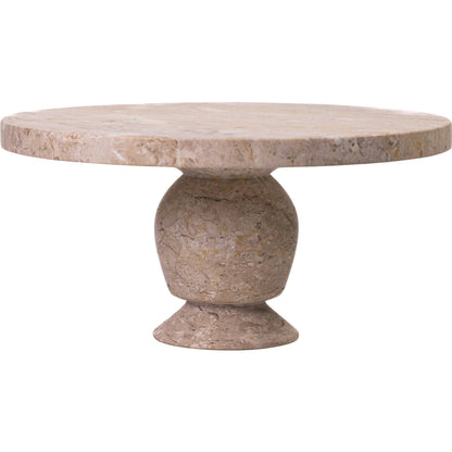 Natural Cake Stand by TOV Furniture in travertine. Made from travertine in a unique style.