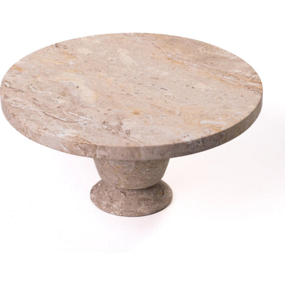 Natural Cake Stand by TOV Furniture in travertine. Made from travertine in a unique style.
