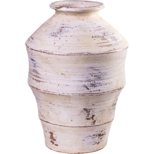 001 SI-2527468 | Primary Silo | Visha Scalloped Distressed Vase by TOV Furniture in cream. Made from terracotta in a unique style.
