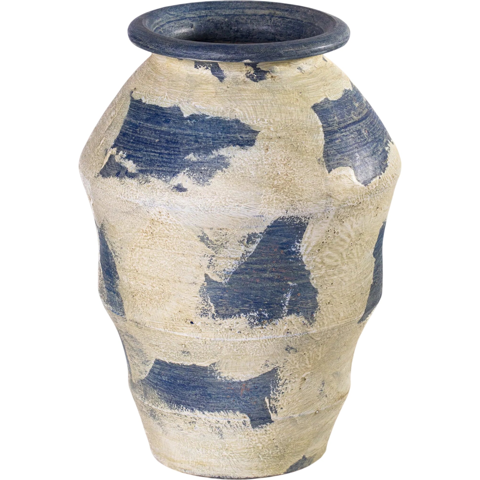 Visha Blue Vase by TOV Furniture in cream. Made from terracotta in a unique style.