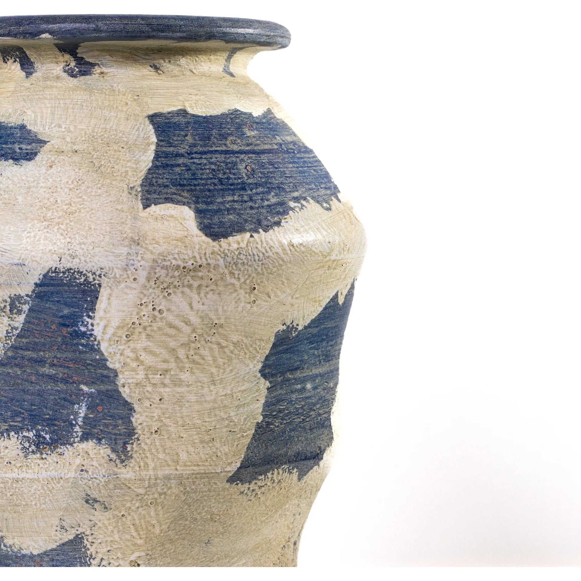 Visha Blue Vase by TOV Furniture in cream. Made from terracotta in a unique style.