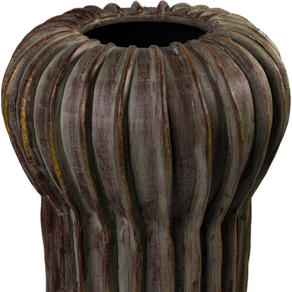 Visha Vase by TOV Furniture in grey. Made from terracotta in a unique style.