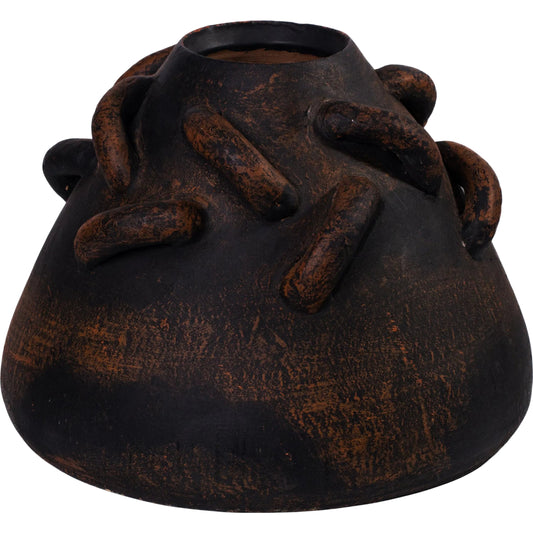 Visha Roped Dark Vase by TOV Furniture in terracotta. Made from terracotta in a unique style.