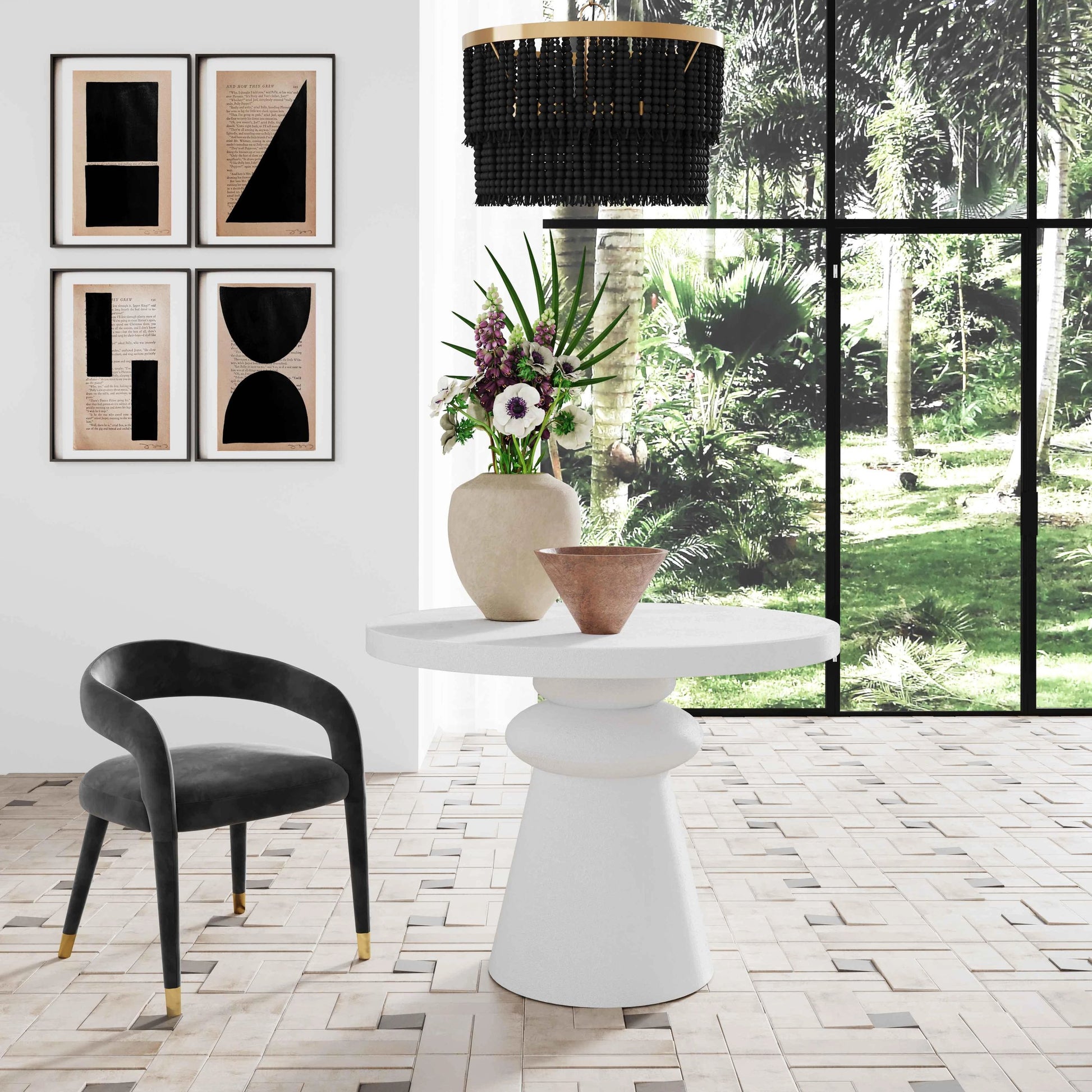 Lupita Dinette Table by TOV Furniture in white. Made from iron, mdf, resin in a modern style.