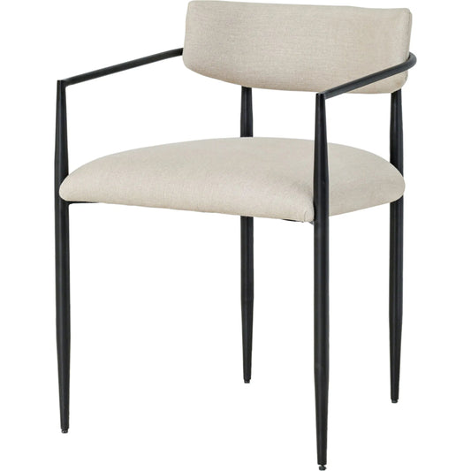 Forte Cream Forged Dining Chair by TOV Furniture in natural. Made from iron, linen in a unique style.