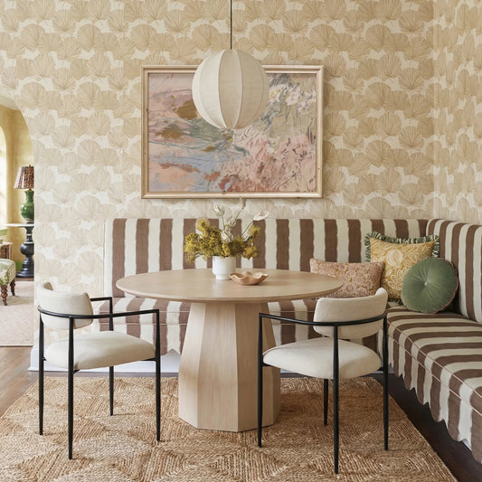 Forte Cream Forged Dining Chair by TOV Furniture in natural. Made from iron, linen in a unique style.