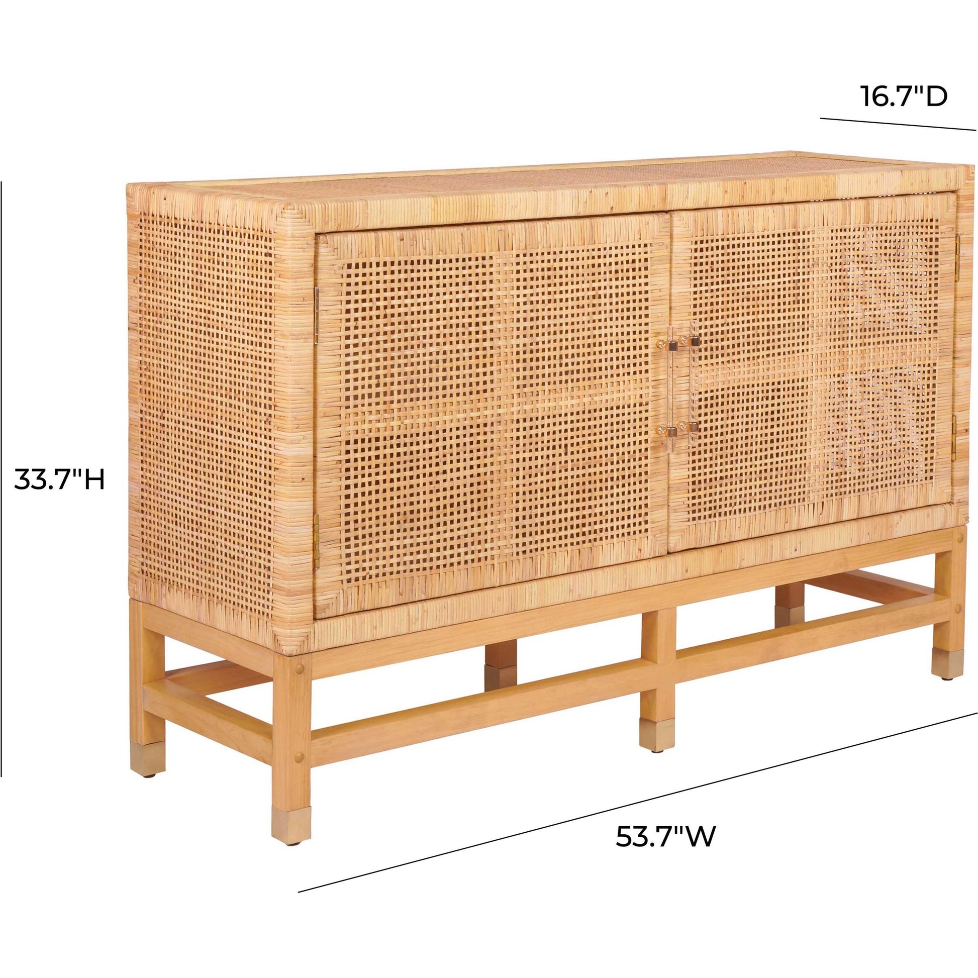 Amara Woven Rattan Buffet by TOV Furniture. Made from rattan veneer, wood in a cottage & farmhouse style.